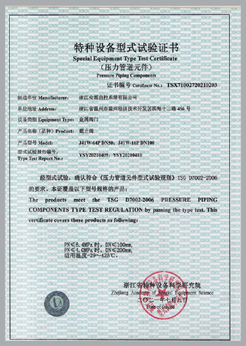 特种设备型式试验证书